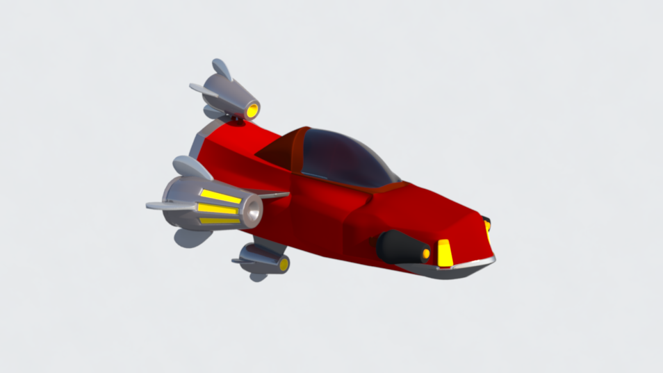 Rocket ship model textured